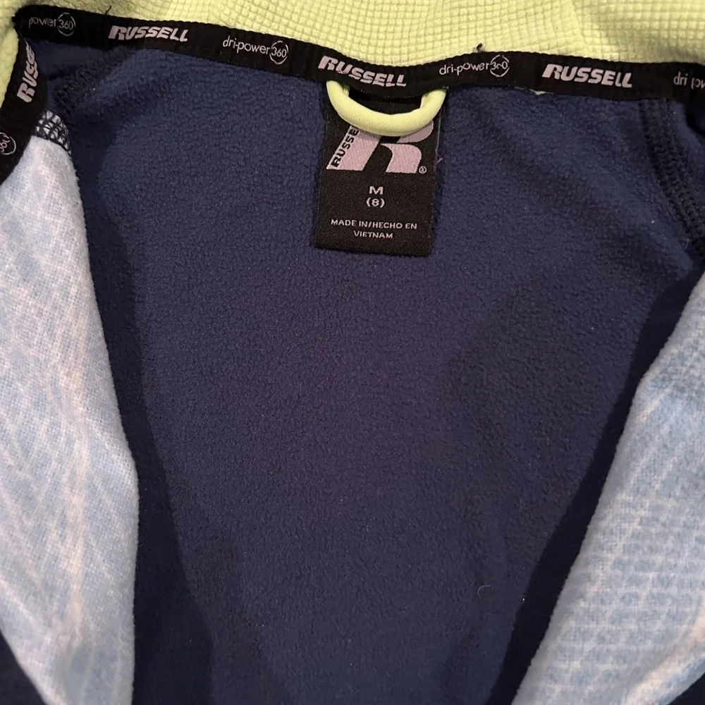 Russell Boys Full Zip Active Jacket Hoodie Black Gray Neon Yellow Size M